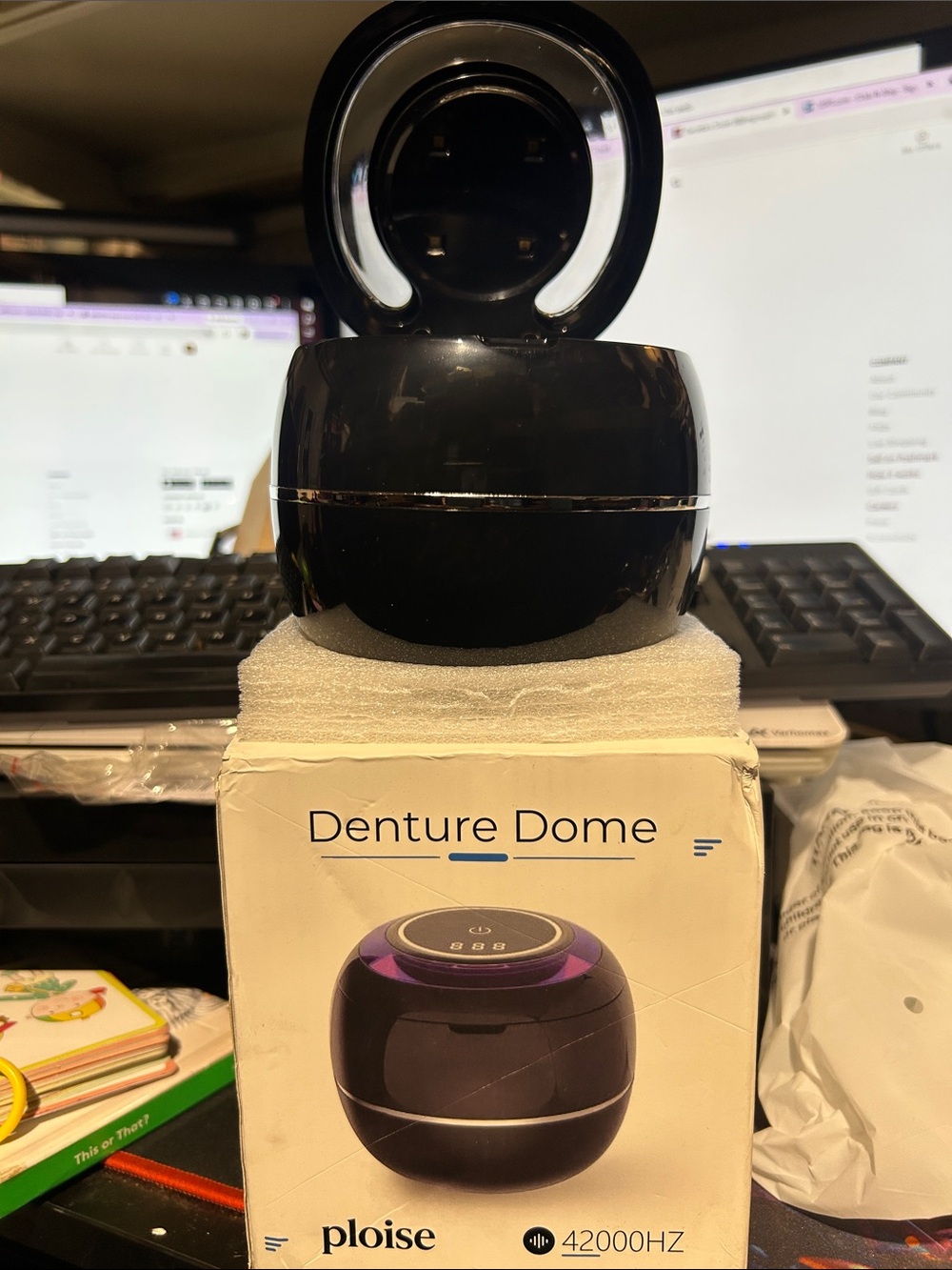 NIB Denture Dome Ultrasonic Cleaning device in Black